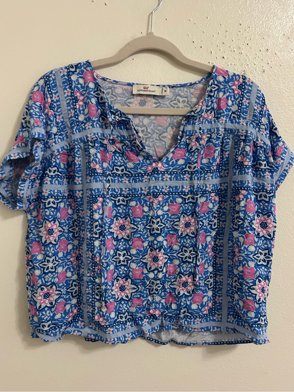 Vineyard Vines blue and pink patterned top